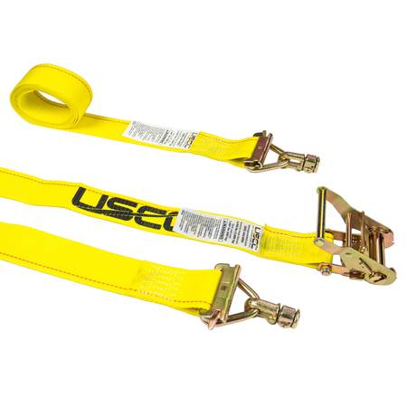 Us Cargo Control 2" x 12' Yellow E Track Strap w/ Spring E-Fittings & Double Stud 5312SEFDS-Y